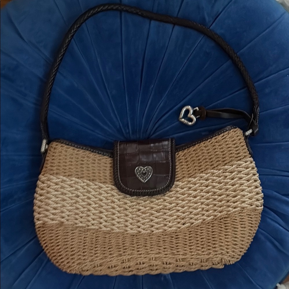 Brighton Heart Accent Woven Tan and Brown Shoulder Bag